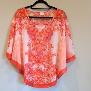 Chico's Vibrant Orange and Pink Blouse